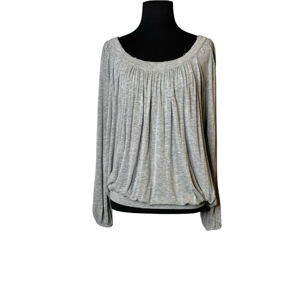 Free People gray pleated long sleeves t shirt blouse size XS - Picture 12 of 12